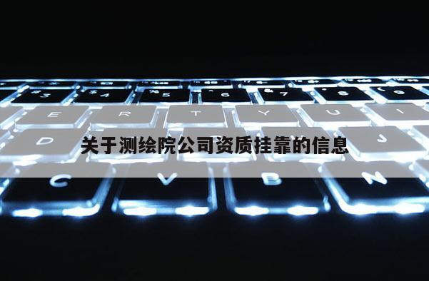 關于測繪院公司資質掛靠的信息