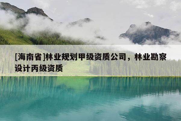[海南省]林業規劃甲級資質公司，林業勘察設計丙級資質